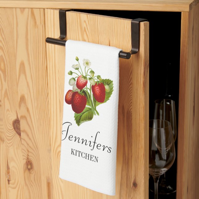 Strawberry Personalised Kitchen Towel Strawberries (Thirds Fold)