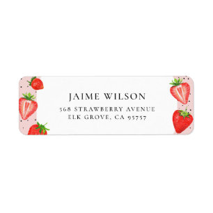 Strawberry Personalised Name Return Address Label