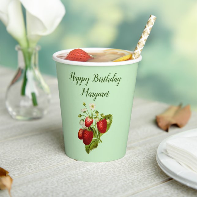 Strawberry Personalised Paper Cups Party Goods (Insitu)