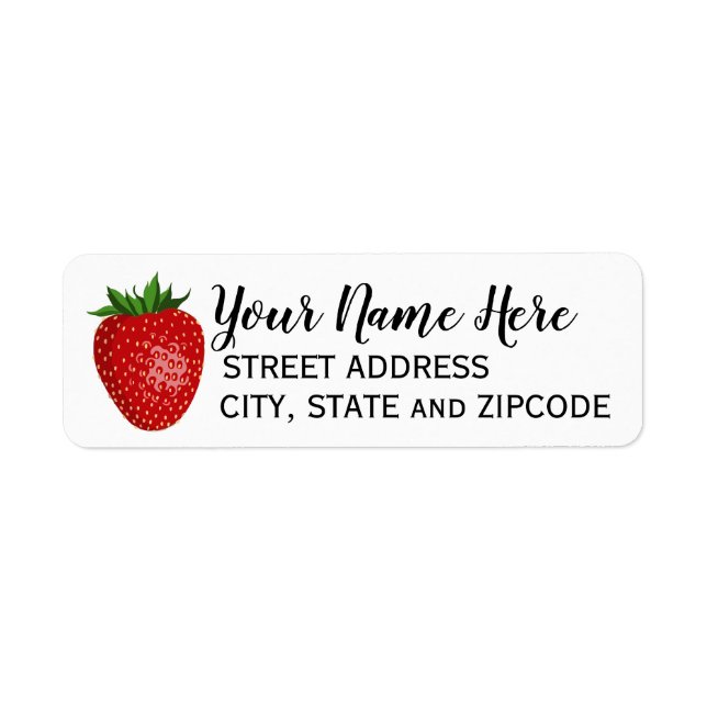 Strawberry Personalised Return Address Labels (Front)