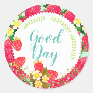 Strawberry. Personalised. White.  Classic Round Sticker