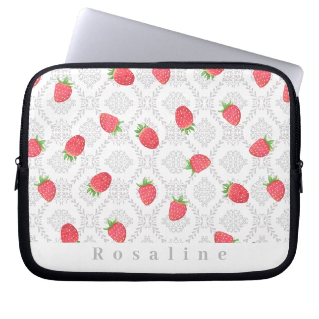 Strawberry Personalised White Electronics Bag (Front)