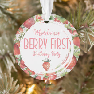 Strawberry Photo Berry First Birthday Ornament