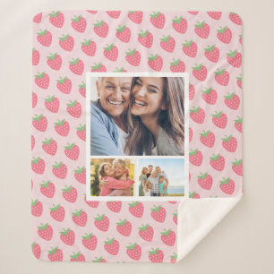 Strawberry Photo Collage Sherpa Blanket