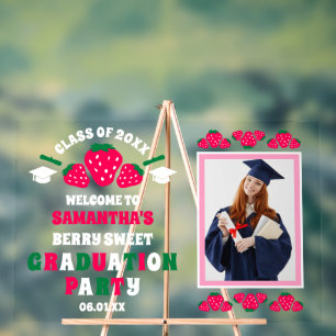 Strawberry Photo Graduation Party Welcome Acrylic Sign
