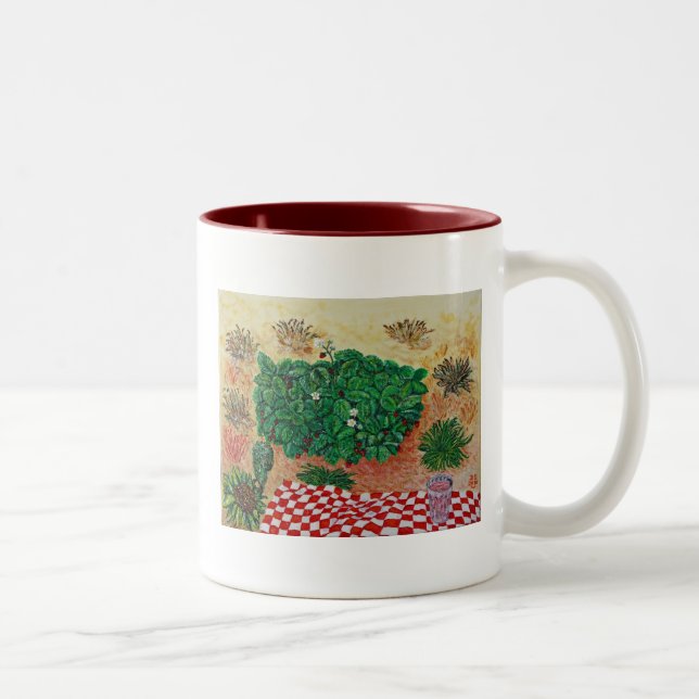 Strawberry Picnic with Little Doubt Two-Tone Coffee Mug (Right)