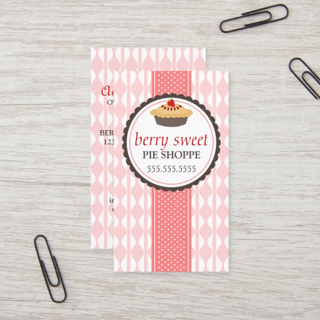 Strawberry Pie Bakery Business Card (Front/Back In Situ)