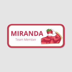 Strawberry Pie Slice Whipped Cream Bakery Dessert Name Tag