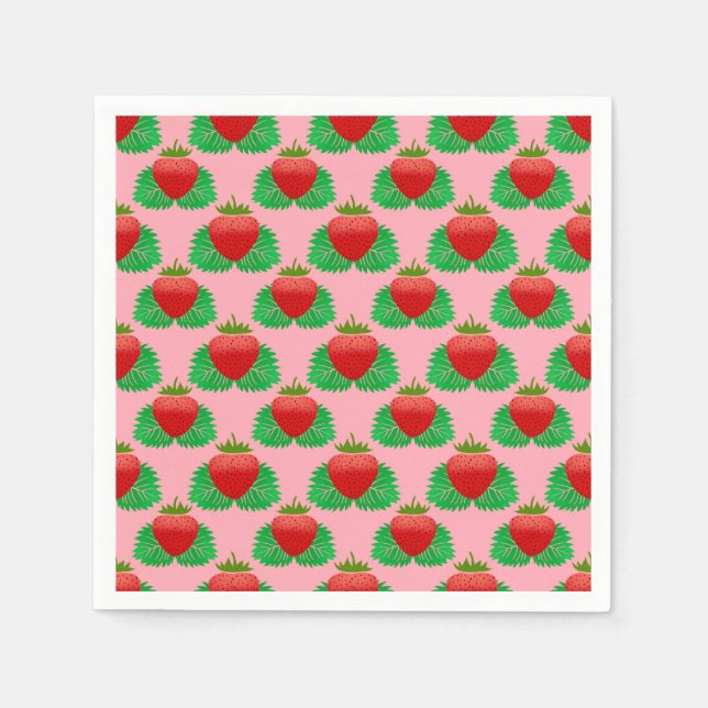 Strawberry - pink background napkin (Front)