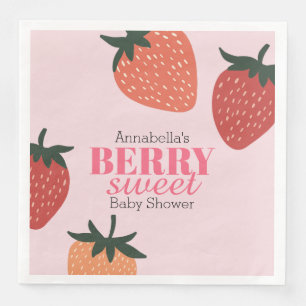 Strawberry Pink Berry Sweet Baby Shower Napkin