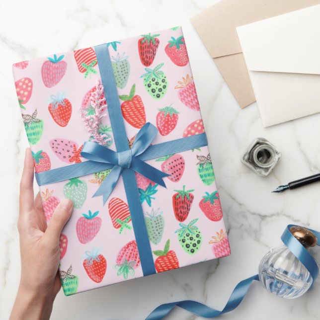 Strawberry Pink Berry Sweet pattern Wrapping Paper (Gifting)