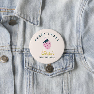 Strawberry pink birthday 7.5 cm round badge
