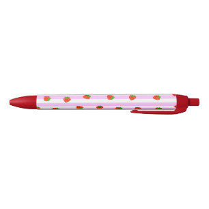 strawberry pink black ink pen