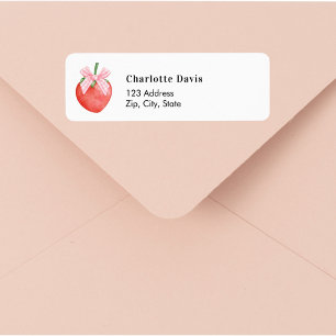 Strawberry pink bow return address  label