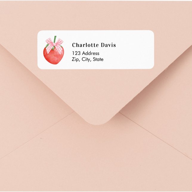 Strawberry pink bow return address  label (Creator Uploaded)