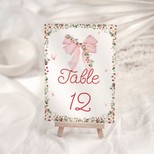 Strawberry Pink Bow Table Number (Creator Uploaded)