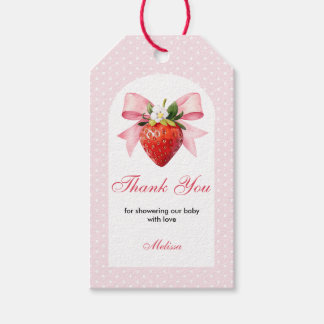 Strawberry Pink Coquette Baby Shower Thank You Gift Tags