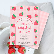 Strawberry Pink Cute Berry First 1st Baby Birthday