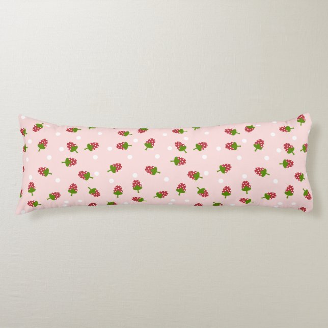 Strawberry Pink Cute Kawaii Girly Soft Pastel Body Cushion (Front)