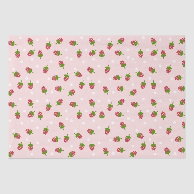 Strawberry Pink Cute Kawaii Girly Soft Pastel Tissue Paper (Front)