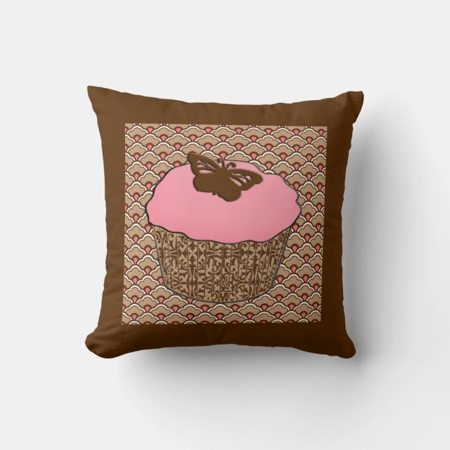 Strawberry Pink Frosted Cupcake Cushion (Front)