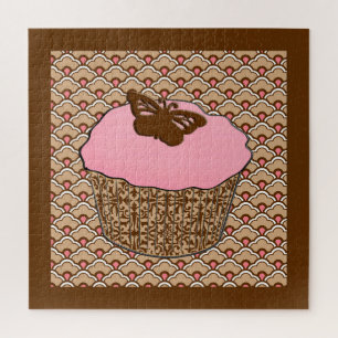 Strawberry Pink Frosted Cupcake Jigsaw Puzzle