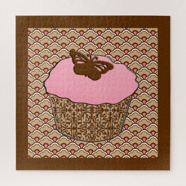 Strawberry Pink Frosted Cupcake Jigsaw Puzzle (Vertical)