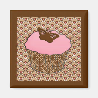 Strawberry Pink Frosted Cupcake Magnet