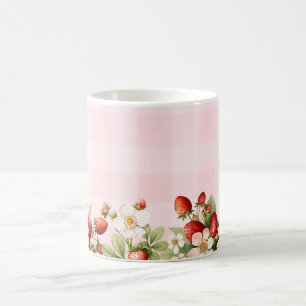 Strawberry pink gingham baby shower coffee mug