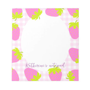 Strawberry Pink Gingham Notepad
