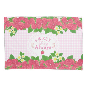 Strawberry Pink Gingham Pillowcase