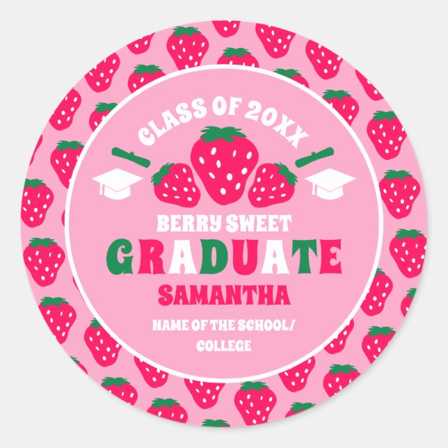 Strawberry Pink Graduation Envelope Seals (Front)