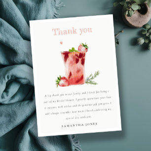 Strawberry Pink Margarita Cocktail Bridal Shower Thank You Card