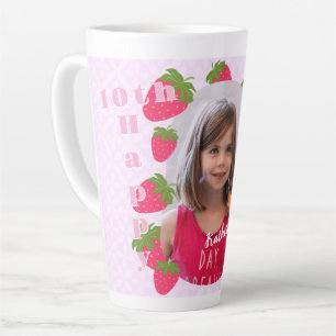 Strawberry Pink Photo Birthday Latte Mug