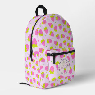 Strawberry Pink  Printed Backpack