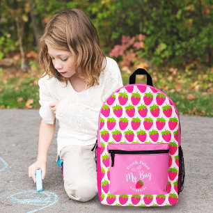 Strawberry Pink Printed Backpack