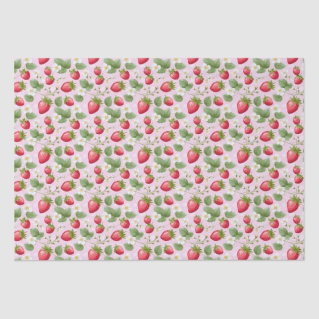 Strawberry Pink Red Baby Shower Birthday  Tissue Paper (Front)