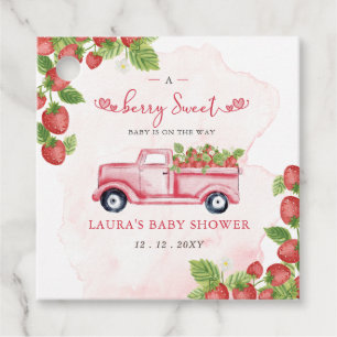 Strawberry Pink Red Berry Sweet Baby Shower Favour Tags