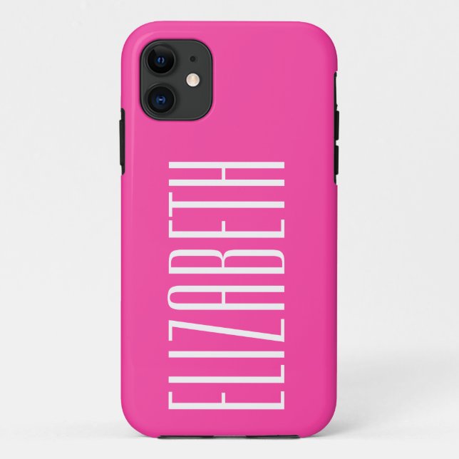 Strawberry Pink Solid Colour | Minimalist Name Case-Mate iPhone Case (Back)