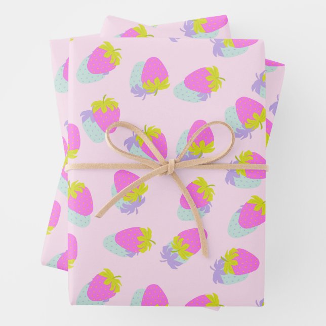 Strawberry Pink Wrapping Paper Sheet (In situ)
