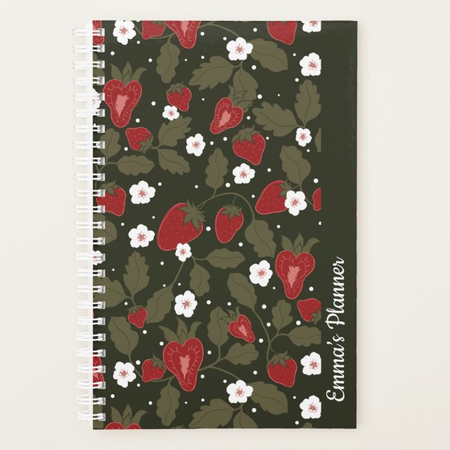 Strawberry planner | customisable cute planner (Front)