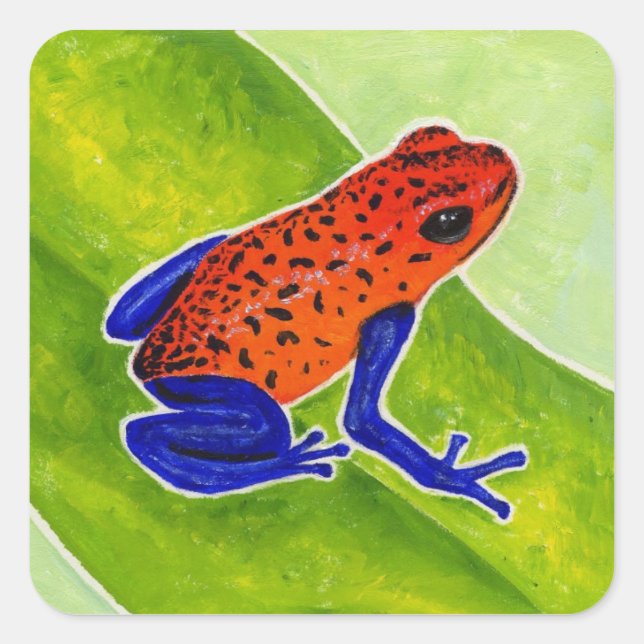 Strawberry Poison Dart Frog Square Sticker (Front)