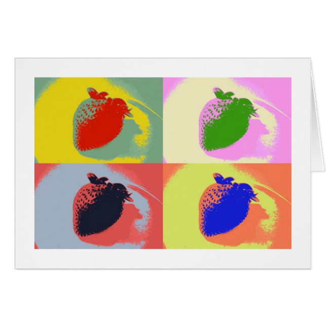 Strawberry Pop Art Note Card (Front Horizontal)