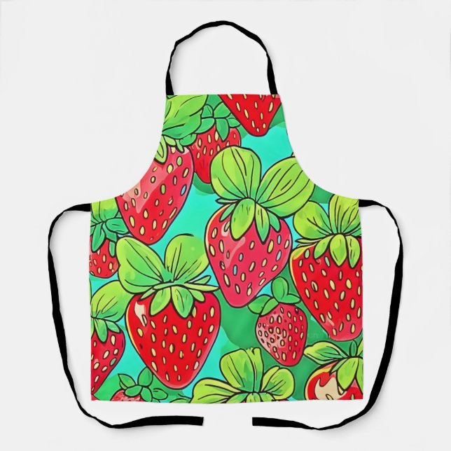 Strawberry Pop Art Pattern Apron (Front)