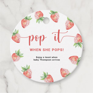 Strawberry Pop it When she pops Favour Tags