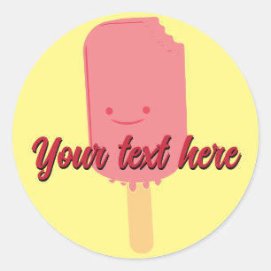 Strawberry Popsicle Cartoon Drawing Classic Round Sticker