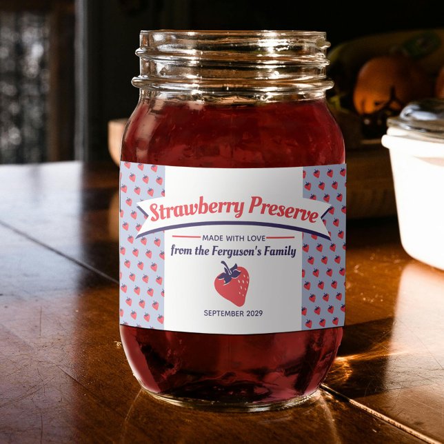Strawberry preserve jam jar food label stickers (Creator Uploaded)