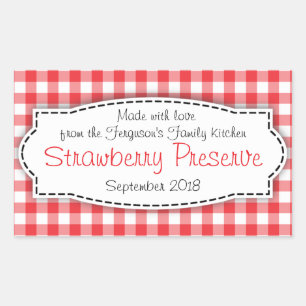 Strawberry preserve or jam jar food label sticker
