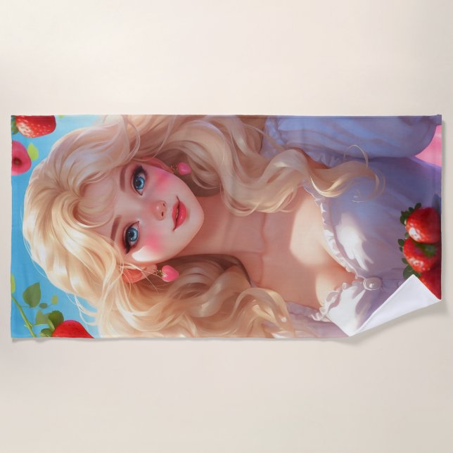Strawberry princess  beach towel (Front)