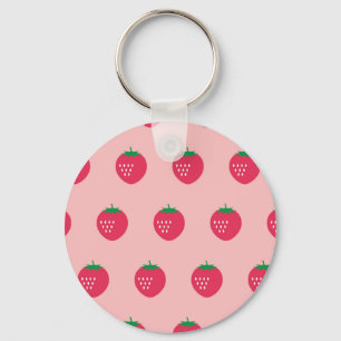 Strawberry Print Key Ring